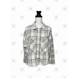 Cali 1850 Womens Jacket Size M Long Sleeve Plaid Oversized Button Front